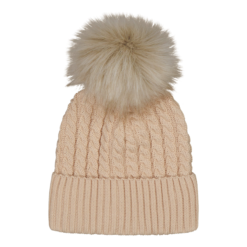 COTTON POM POM CABLE BEANIE, COOKIE | METSOLA – Metsola B2B